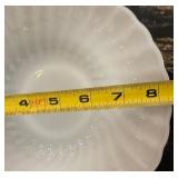 Hocking Grapes Milk Glass Bowl Set - Large Embossed Centerpiece Bowl & Teacups & Ribbed Bowl