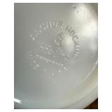Hocking Grapes Milk Glass Bowl Set - Large Embossed Centerpiece Bowl & Teacups & Ribbed Bowl