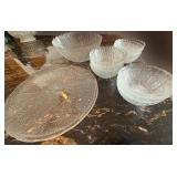 Glass Bowls - Frosted Ribbed Sunburst Pattern - Assorted Sizes