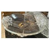 Crystal Glass Serving Dishes Set - Sunburst & Floral Pattern, Lidded Sugar Dish