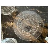 Crystal Glass Serving Dishes Set - Sunburst & Floral Pattern, Lidded Sugar Dish