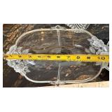 Crystal Glass Serving Dishes Set - Sunburst & Floral Pattern, Lidded Sugar Dish