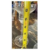 Right of Hutch - Tinted Glass Goblets (6) & Clear Candle holders (2)