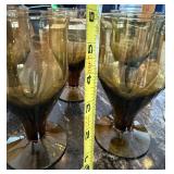 Right of Hutch - Tinted Glass Goblets (6) & Clear Candle holders (2)