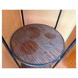 Left of Hutch - Round Clock Face Panels - Distressed Wood Wall Decor (Set of 2) and 3 tiered shelf/plant stand with black metal frame (lot of 3 items)