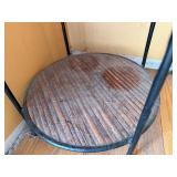 Left of Hutch - Round Clock Face Panels - Distressed Wood Wall Decor (Set of 2) and 3 tiered shelf/plant stand with black metal frame (lot of 3 items)