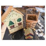 Right of Hutch - Wicker 3-Tier Storage Cart with Handle - Birdhouse Decor & Wind-Chime Set