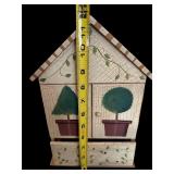 Right of Hutch - Wicker 3-Tier Storage Cart with Handle - Birdhouse Decor & Wind-Chime Set