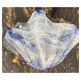shelf inside Hutch - Handmade Murano-Style Large Glass Bowl with White & Blue Swirls