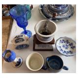Blue & White Transferware Porcelain & Cobalt Glassware Collection