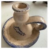 Dining Room - KOOMCO CHINA Ceramic Candle Holder Set - Blue Rim Leaf Motif, 3-Piece