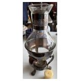 Dining Room - Vintage Heat-Proof Glass Carafe Pitcher with Lid & Warming Stand