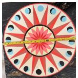 Round Sunburst Wall Plaque with Moon Phases  - 16 in Diameter, Red Rays, Pink Center