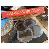 Dansk Acrylic Swirl Tray, 4-Piece Glass Pie Plates and Etched/cut glass platter