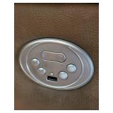 Beige Leather Recliner Chair with Nailhead Trim