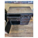 Vintage Leather Steamer Trunk Cabinet - 32x18x31