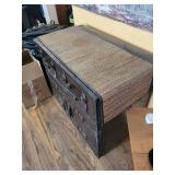 Vintage Leather Steamer Trunk Cabinet - 32x18x31