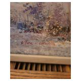 Beach Scene Painting - Woman with Parasol & Child on the Shore