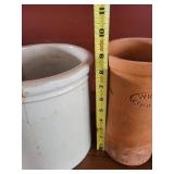 Wine Cooler Crocks - White Stoneware & Terra Cotta Ceramic Vessels (Lot of 2)
