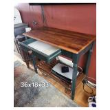 Console Table with Drawer, Green Legs, 36 x 18 x 33