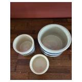 Roseville Planter Set - 3-Piece Blue Stripe Creamware, USA