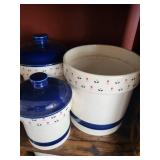 Country Borders Ceramic Canister Set with Lids & Bowls - JC Penney Japan 1980s