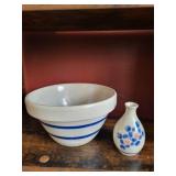 OTAGIRI Porcelain Vase & Bowl Set - Blue Floral Pattern, Japan