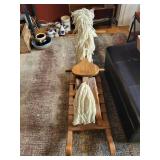 Hand-Carved Wooden Rocking Horse with Rope Mane