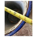 Ceramic Planter Pot - Blue with Yellow Band and Floral Scroll Design