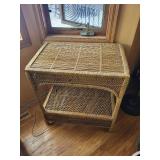 Rattan Wicker End Table - 2-Tier with Arch Front, Natural Finish