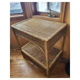 Rattan Wicker End Table - 2-Tier with Arch Front, Natural Finish