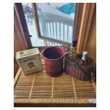 Sunbonnet Sugar Tin - Farmer Market Bucket & 2 Glass Bottles (Lot of 4)