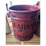 Sunbonnet Sugar Tin - Farmer Market Bucket & 2 Glass Bottles (Lot of 4)