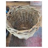 Hammered Copper Wash Tub in Wicker Basket - Rustic Vintage Decor, 21 in Tall
