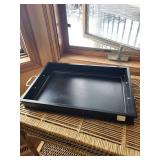 Harley-Davidson Round Metal Plate - White Turkey-Relief Ceramic Plate - Black Rectangular Tray