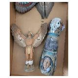 Native American Chief Busts & Angel Wing Statues (Lot of 9)