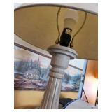 Beige Ceramic Fluted Column Table Lamp with Fabric Shade