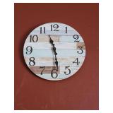 Rustic Round Wall Clock - Wooden Plank Dial
