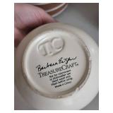 TreasureCraft Barbara Engan White Scalloped Bowl & Brown Striped Ceramic Jar - Not for Microwave