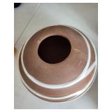 TreasureCraft Barbara Engan White Scalloped Bowl & Brown Striped Ceramic Jar - Not for Microwave