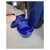 Cobalt Blue Glass Bottles & Jars with Pour Spouts - Vintage Display Set