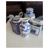 Blue & White Chinese Porcelain Vases, Jars & Teapot Collection