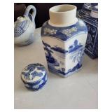 Blue & White Chinese Porcelain Vases, Jars & Teapot Collection