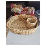 Handwoven Wicker & Red Painted trays