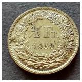 1958 Switzerland Silver 1/2 Franc