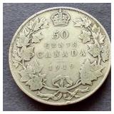 1919 Canada Silver 50 Cent Coin