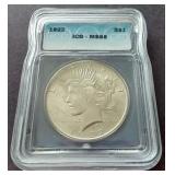 1922 Peace Dollar - ICG MS65
