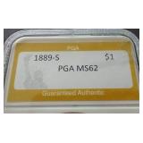 1889-S Morgan Dollar - PGA MS62 - Rare Date!