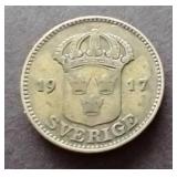1917 Sweden Silver 25 Ore