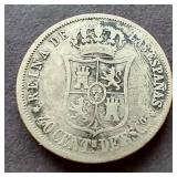 1866 Spain Silver 40 Centimos